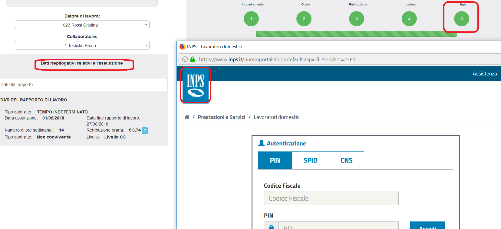 comunicare modifica contratto colf badanti inps